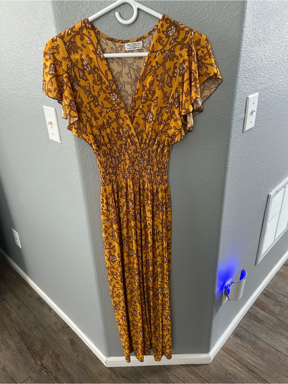 Mustard Floral Maxi Dress - Women's